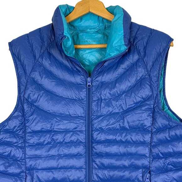 Bernardo Goose Down Puffer Vest Sz XL Full Zip Blue/Teal Nylon Lightweight - Picture 2 of 10